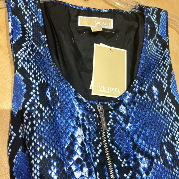Michael Kors Sexy Front-zip cobalt/black snakeskin-print dress, 10, fully-lined - Picture 3 of 10